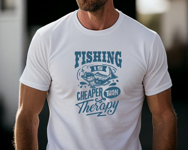 Fishing Fish Angling DTF Transfer - Fishing is My Therapy - Do it Yourself Iron On Heat Press Hot or Cold Peel Shirt Any Material Long Lasting Full Colour