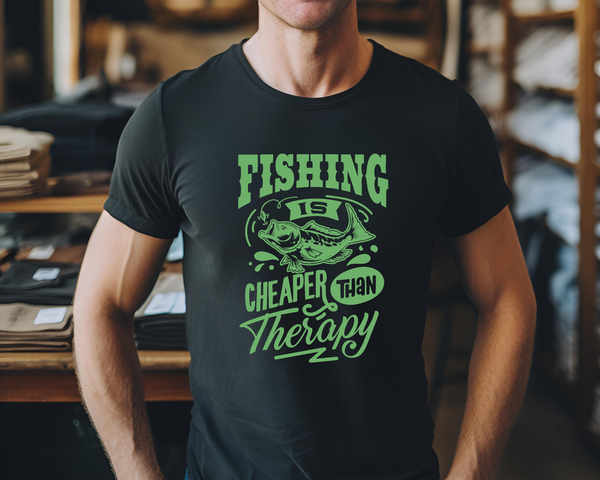 Fishing Fish Angling DTF Transfer - Fishing is My Therapy - Do it Yourself Iron On Heat Press Hot or Cold Peel Shirt Any Material Long Lasting Full Colour