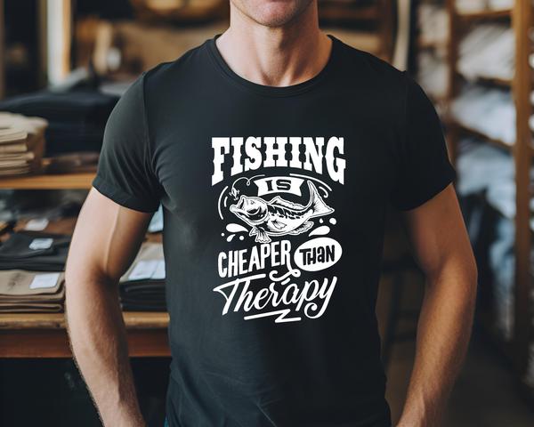 Fishing Fish Angling DTF Transfer - Fishing is My Therapy - Do it Yourself Iron On Heat Press Hot or Cold Peel Shirt Any Material Long Lasting Full Colour