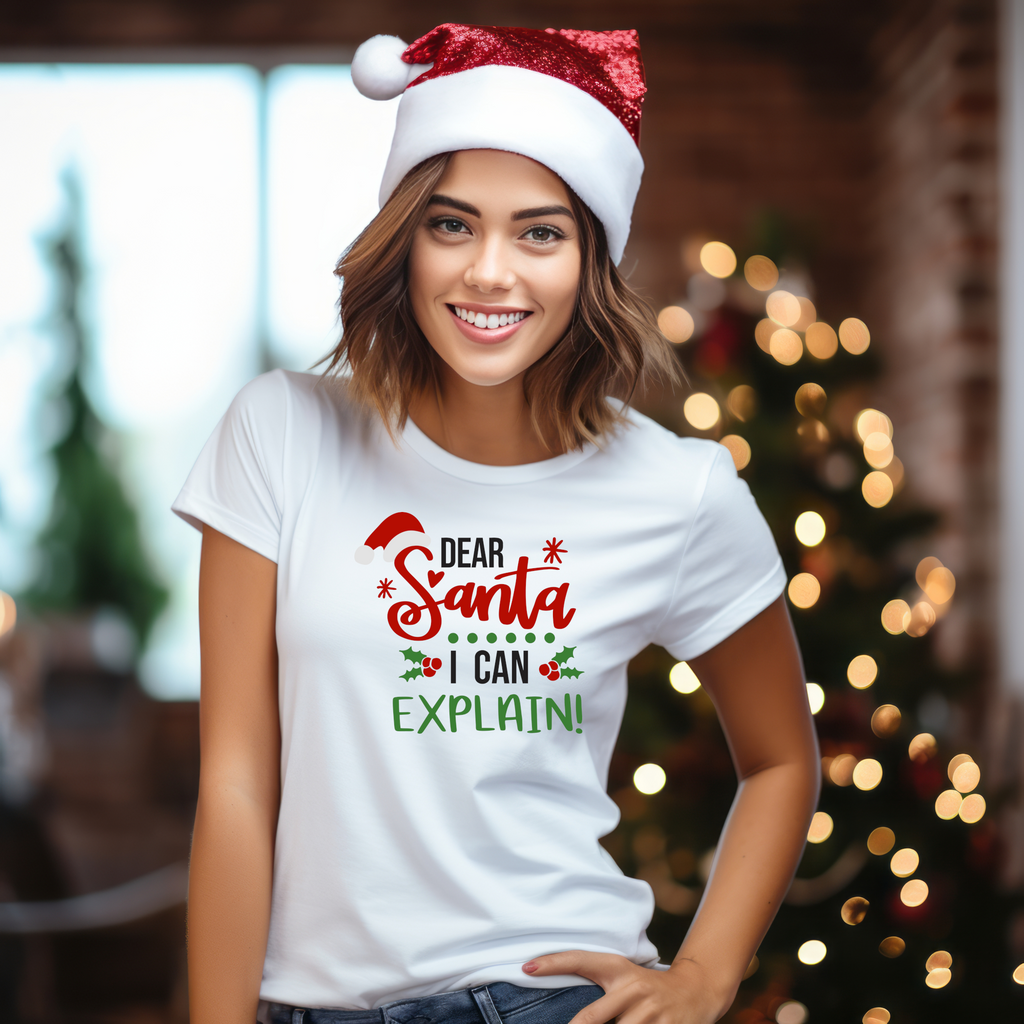Christmas DTF Transfer - Santa I Can Explain - Do it Yourself Iron On or Heat Press Hot Cold Peel T Shirt Any Material Full Colour