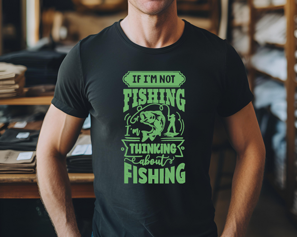 Fishing Fish Angling DTF Transfer -  Thinking about Fishing - Do it Yourself Iron On Heat Press Hot or Cold Peel Shirt Any Material Long Lasting Full Colour