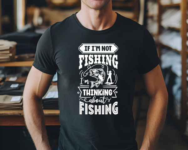 Fishing Fish Angling DTF Transfer -  Thinking about Fishing - Do it Yourself Iron On Heat Press Hot or Cold Peel Shirt Any Material Long Lasting Full Colour