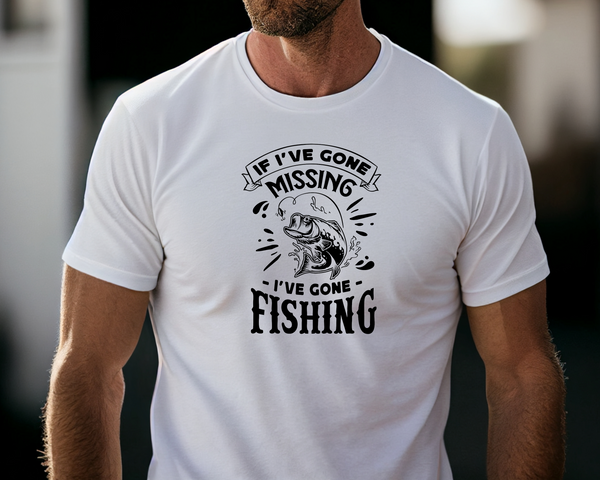 Fishing Fish Angling DTF Transfer -I've Gone Missing - Do it Yourself Iron On Heat Press Hot or Cold Peel Shirt Any Material Long Lasting Full Colour