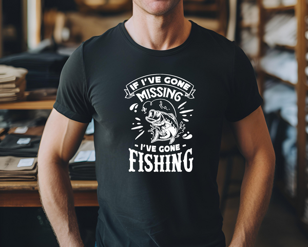 Fishing Fish Angling DTF Transfer -I've Gone Missing - Do it Yourself Iron On Heat Press Hot or Cold Peel Shirt Any Material Long Lasting Full Colour