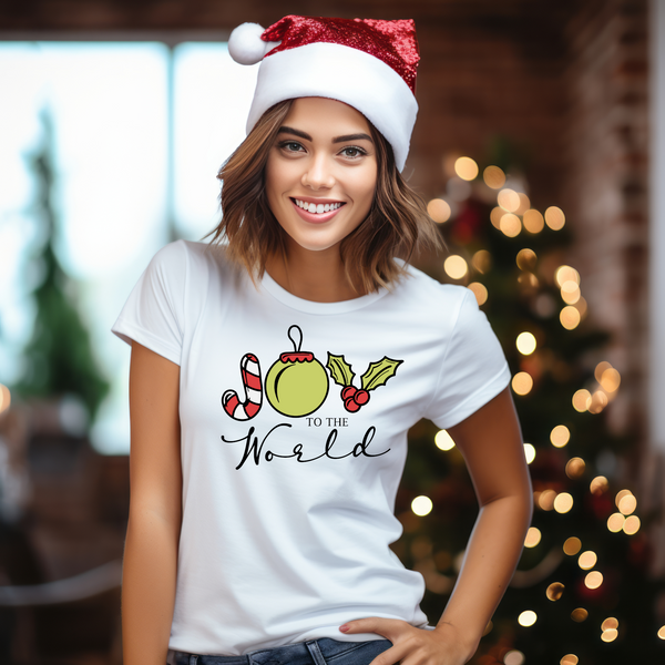 Christmas DTF Transfer - Joy to the World - Do it Yourself Iron On or Heat Press Hot Cold Peel T Shirt Any Material Full Colour