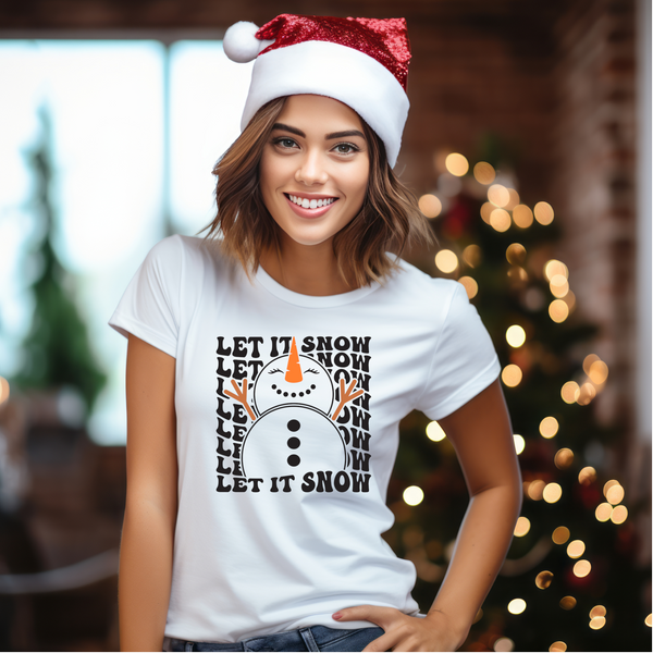 Christmas DTF Transfer - Snowmen Let it Snow - Do it Yourself Iron On or Heat Press Hot Cold Peel T Shirt Any Material Full Colour