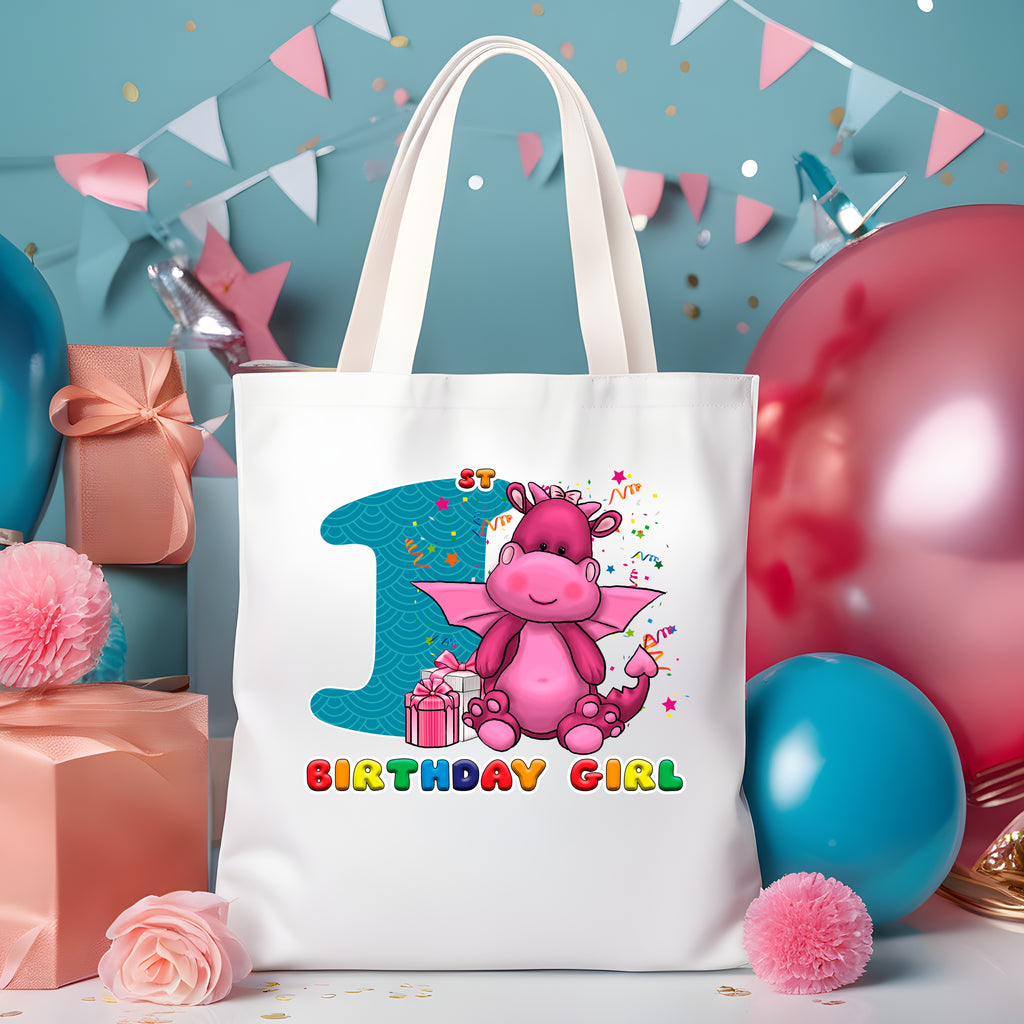 1st Birthday Girl  One Year Old - Little Dragon Kids DTF Transfer - Gift Do it Yourself Iron On Heat Press Shirt Any Material Long Lasting Full Colour