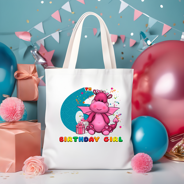 6th Birthday Girl Six Year Old - Little Dragon Kids DTF Transfer - Gift Do it Yourself Iron On Heat Press Shirt Any Material Long Lasting Full Colour