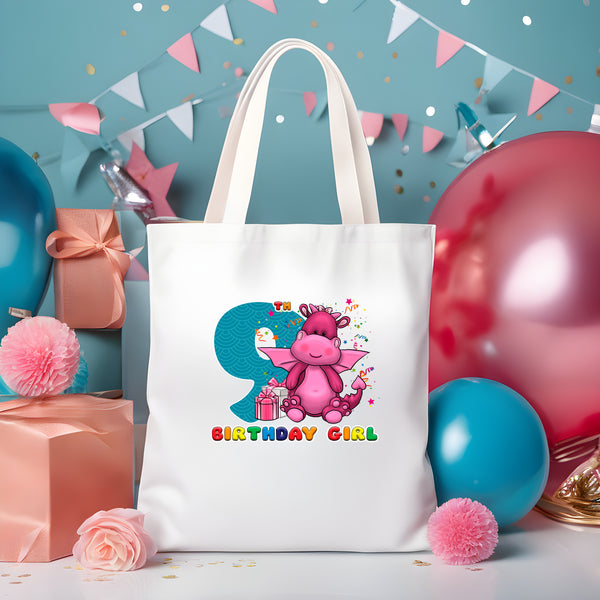 9th Birthday Girl Nine Year Old - Little Dragon Kids DTF Transfer - Gift Do it Yourself Iron On Heat Press Shirt Any Material Long Lasting Full Colour