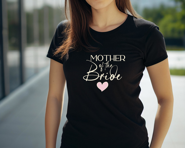 Wedding Hen Do Party DTF Transfer -Mother of Bride Pink Heart - Do it Yourself Iron On Heat Press Hot or Cold Peel Shirt Any Material Long Lasting Full Colour