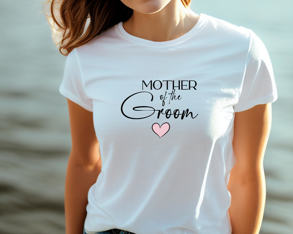 Wedding Hen Do Party DTF Transfer - Mother of Groom Pink Heart - Do it Yourself Iron On Heat Press Hot or Cold Peel Shirt Any Material Long Lasting Full Colour