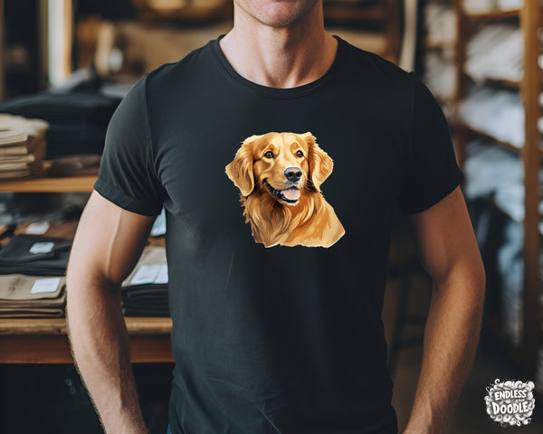 Golden Retriever Dog DTF Transfer Gift Iron On Transfer Do it Yourself Heat Press for Clothing T Shirt Any Material Long Lasting (GOLDRE064)