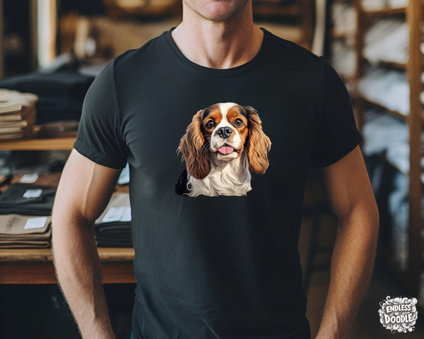 Cavalier King Charles Spaniel Dog DTF Transfer Gift Iron On Transfer Do it Yourself Heat Press for Clothing T Shirt Any Material Long Lasting (KCCS045)