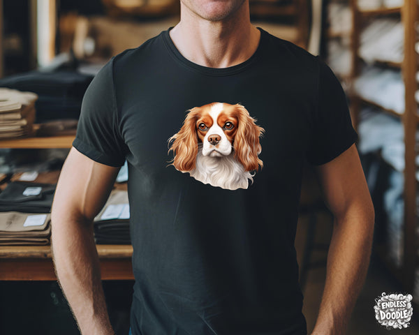 Cavalier King Charles Spaniel Dog DTF Transfer Gift Iron On Transfer Do it Yourself Heat Press for Clothing T Shirt Any Material Long Lasting (KCCS031)