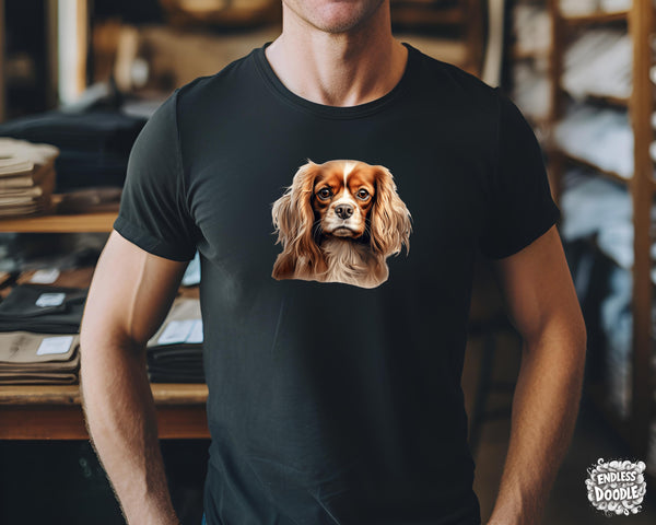 Cavalier King Charles Spaniel Dog DTF Transfer Gift Iron On Transfer Do it Yourself Heat Press for Clothing T Shirt Any Material Long Lasting (KCCS035)
