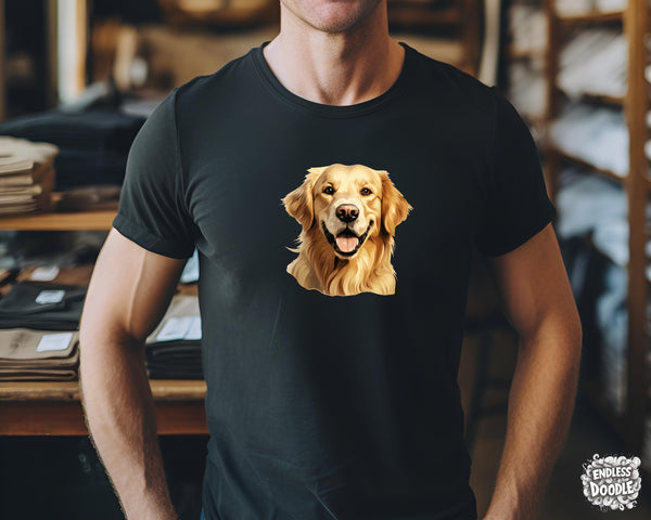 Golden Retriever Dog DTF Transfer Gift Iron On Transfer Do it Yourself Heat Press for Clothing T Shirt Any Material Long Lasting (GOLDRE063)
