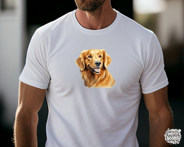 Golden Retriever Dog DTF Transfer Gift Iron On Transfer Do it Yourself Heat Press for Clothing T Shirt Any Material Long Lasting (GOLDRE064)