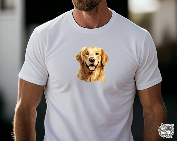 Golden Retriever Dog DTF Transfer Gift Iron On Transfer Do it Yourself Heat Press for Clothing T Shirt Any Material Long Lasting (GOLDRE063)