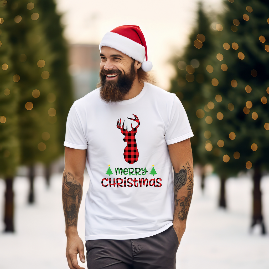 Christmas DTF Transfer - Reindeer 1 - Do it Yourself Iron On or Heat Press Hot Cold Peel T Shirt Any Material Full Colour