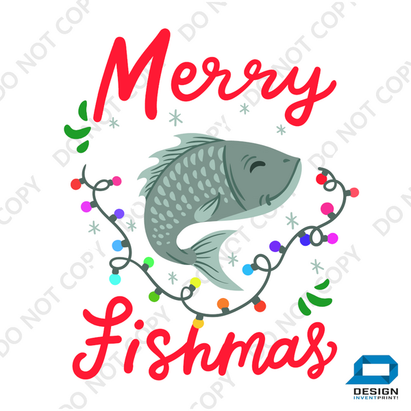 Christmas DTF Transfer -Merry Fishmas - Do it Yourself Iron On or Heat Press Hot Cold Peel T Shirt Any Material Full Colour