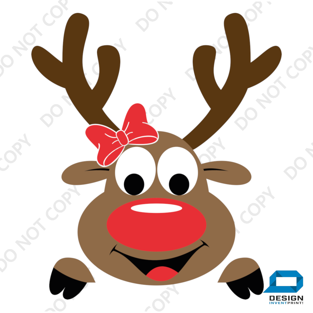 Christmas DTF Transfer - Nosey Reindeer 2 - Do it Yourself Iron On or Heat Press Hot Cold Peel T Shirt Any Material Full Colour