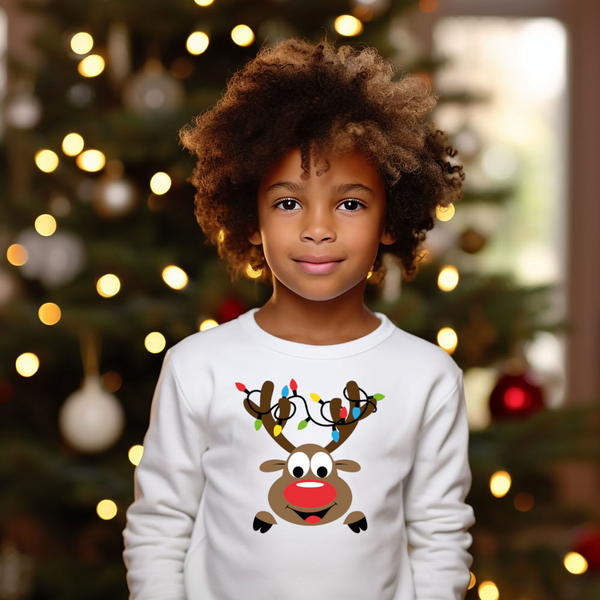 Christmas DTF Transfer - Nosey Reindeer 4 - Do it Yourself Iron On or Heat Press Hot Cold Peel T Shirt Any Material Full Colour