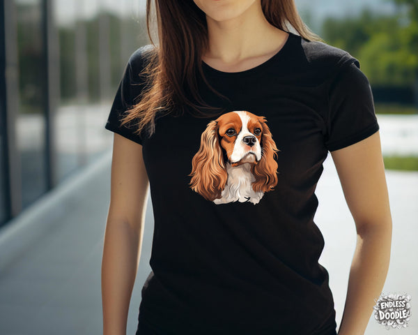 Cavalier King Charles Spaniel Dog DTF Transfer Gift Iron On Transfer Do it Yourself Heat Press for Clothing T Shirt Any Material Long Lasting (KCCS024)