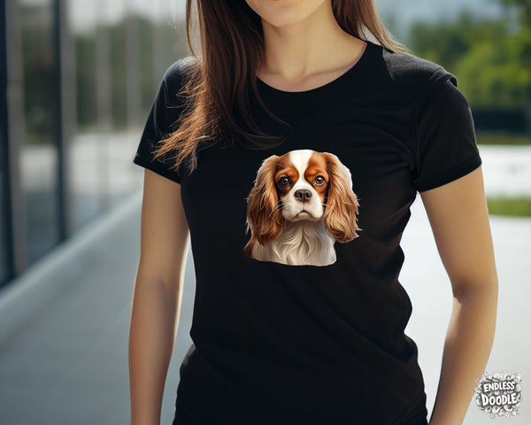 Cavalier King Charles Spaniel Dog DTF Transfer Gift Iron On Transfer Do it Yourself Heat Press for Clothing T Shirt Any Material Long Lasting (KCCS033)