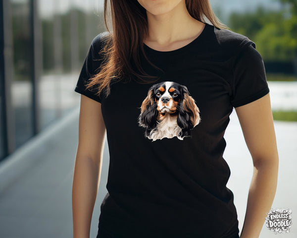 Cavalier King Charles Spaniel Dog DTF Transfer Gift Iron On Transfer Do it Yourself Heat Press for Clothing T Shirt Any Material Long Lasting (KCCS028)