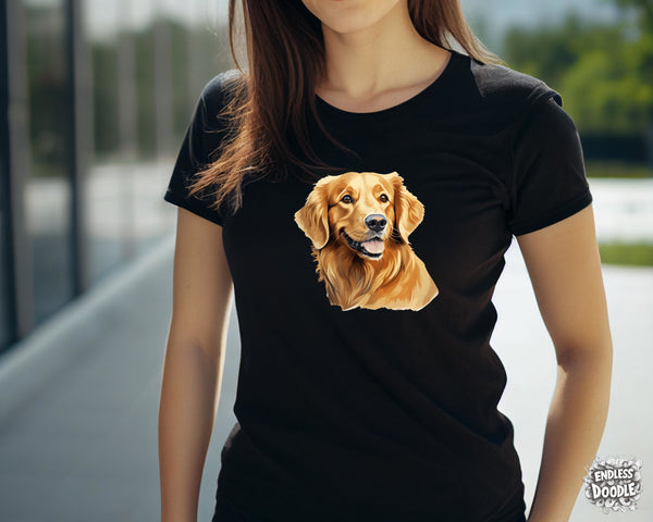Golden Retriever Dog DTF Transfer Gift Iron On Transfer Do it Yourself Heat Press for Clothing T Shirt Any Material Long Lasting (GOLDRE064)