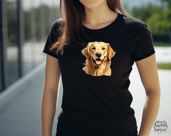 Golden Retriever Dog DTF Transfer Gift Iron On Transfer Do it Yourself Heat Press for Clothing T Shirt Any Material Long Lasting (GOLDRE063)