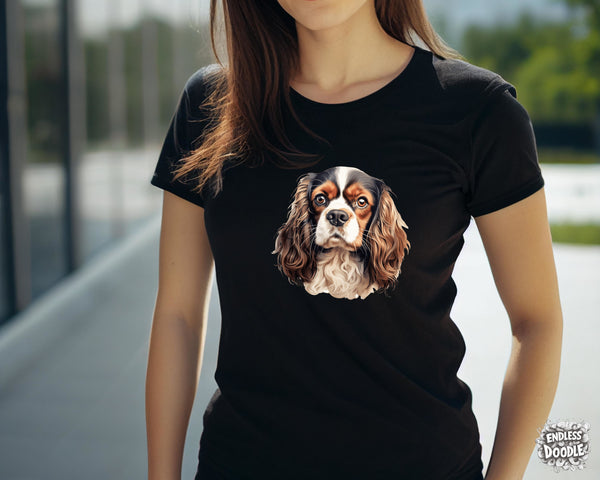 Cavalier King Charles Spaniel Dog DTF Transfer Gift Iron On Transfer Do it Yourself Heat Press for Clothing T Shirt Any Material Long Lasting (KCCS042)