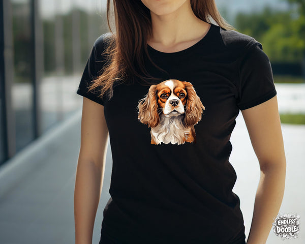 Cavalier King Charles Spaniel Dog DTF Transfer Gift Iron On Transfer Do it Yourself Heat Press for Clothing T Shirt Any Material Long Lasting (KCCS028)
