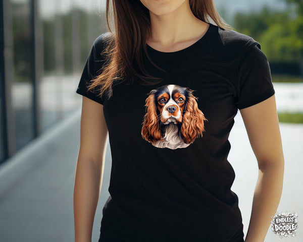 Cavalier King Charles Spaniel Dog DTF Transfer Gift Iron On Transfer Do it Yourself Heat Press for Clothing T Shirt Any Material Long Lasting (KCCS039)