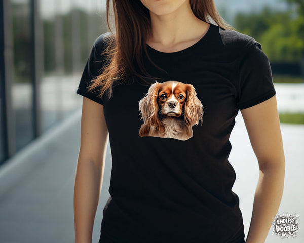 Cavalier King Charles Spaniel Dog DTF Transfer Gift Iron On Transfer Do it Yourself Heat Press for Clothing T Shirt Any Material Long Lasting (KCCS035)
