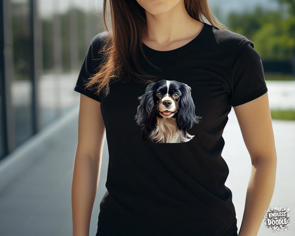 Cavalier King Charles Spaniel Dog DTF Transfer Gift Iron On Transfer Do it Yourself Heat Press for Clothing T Shirt Any Material Long Lasting (KCCS037)