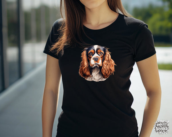 Cavalier King Charles Spaniel Dog DTF Transfer Gift Iron On Transfer Do it Yourself Heat Press for Clothing T Shirt Any Material Long Lasting (KCCS038)