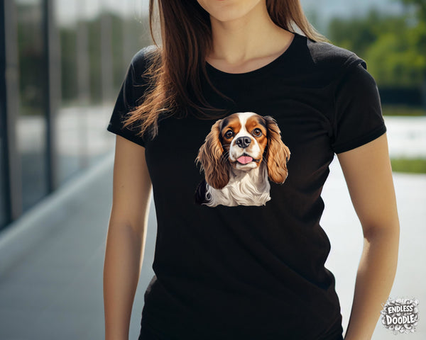 Cavalier King Charles Spaniel Dog DTF Transfer Gift Iron On Transfer Do it Yourself Heat Press for Clothing T Shirt Any Material Long Lasting (KCCS045)