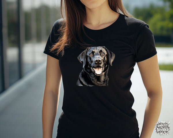 Labrador Dog DTF Transfer Gift Iron On Transfer Do it Yourself Heat Press Hot Cold Peel for Clothing T Shirt Any Material Long Lasting (LABBLK001)