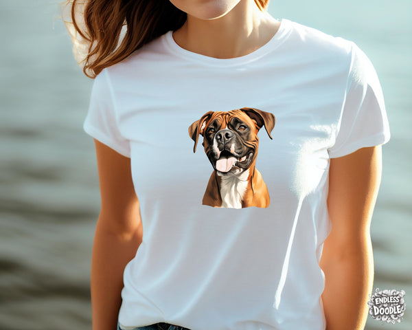 Boxer Dog DTF Transfer Gift Iron On Transfer Do it Yourself Heat Press for Clothing T Shirt Any Material Long Lasting (BOXER016)