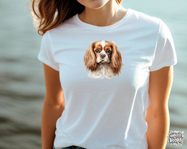 Cavalier King Charles Spaniel Dog DTF Transfer Gift Iron On Transfer Do it Yourself Heat Press for Clothing T Shirt Any Material Long Lasting (KCCS030)