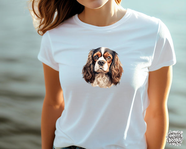 Cavalier King Charles Spaniel Dog DTF Transfer Gift Iron On Transfer Do it Yourself Heat Press for Clothing T Shirt Any Material Long Lasting (KCCS042)