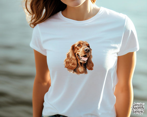 English Cocker Spaniel Dog DTF Transfer Gift Iron On Transfer Do it Yourself Heat Press for Clothing T Shirt Any Material Long Lasting (ECOCKS014)