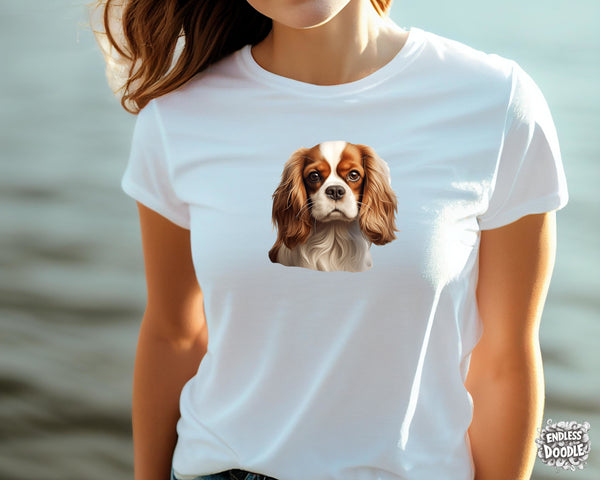Cavalier King Charles Spaniel Dog DTF Transfer Gift Iron On Transfer Do it Yourself Heat Press for Clothing T Shirt Any Material Long Lasting (KCCS033)