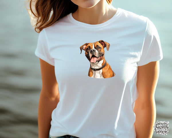 Boxer Dog DTF Transfer Gift Iron On Transfer Do it Yourself Heat Press for Clothing T Shirt Any Material Long Lasting (BOXER022)