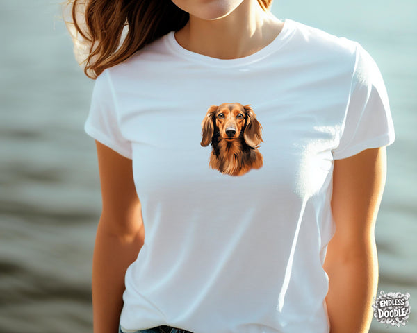Dachshund Dog DTF Transfer Gift Iron On Transfer Do it Yourself Heat Press Hot Cold Peel for Clothing T Shirt Any Material Long Lasting (DACH055)
