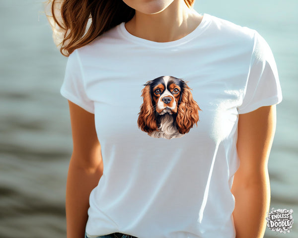 Cavalier King Charles Spaniel Dog DTF Transfer Gift Iron On Transfer Do it Yourself Heat Press for Clothing T Shirt Any Material Long Lasting (KCCS039)