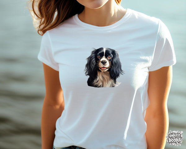 Cavalier King Charles Spaniel Dog DTF Transfer Gift Iron On Transfer Do it Yourself Heat Press for Clothing T Shirt Any Material Long Lasting (KCCS037)