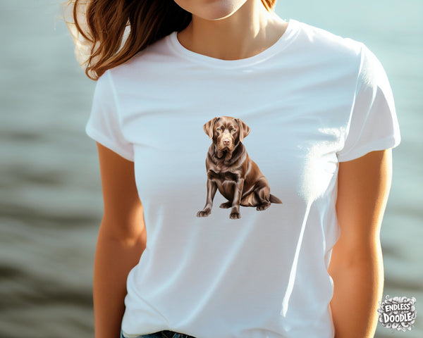 Labrador Dog DTF Transfer Gift Iron On Transfer Do it Yourself Heat Press Hot Cold Peel for Clothing T Shirt Any Material Long Lasting (LABCHOC012)
