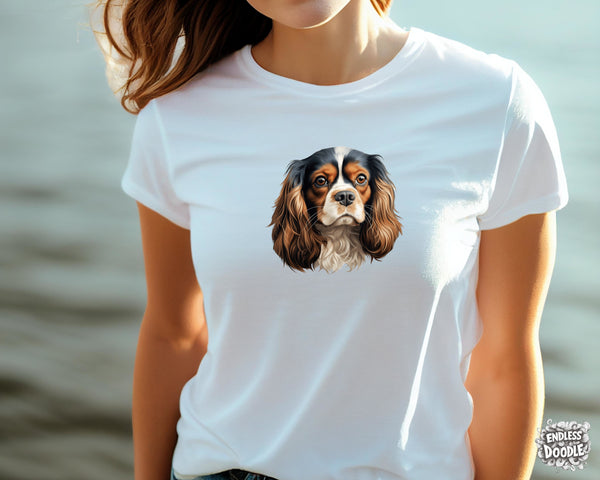 Cavalier King Charles Spaniel Dog DTF Transfer Gift Iron On Transfer Do it Yourself Heat Press for Clothing T Shirt Any Material Long Lasting (KCCS044)